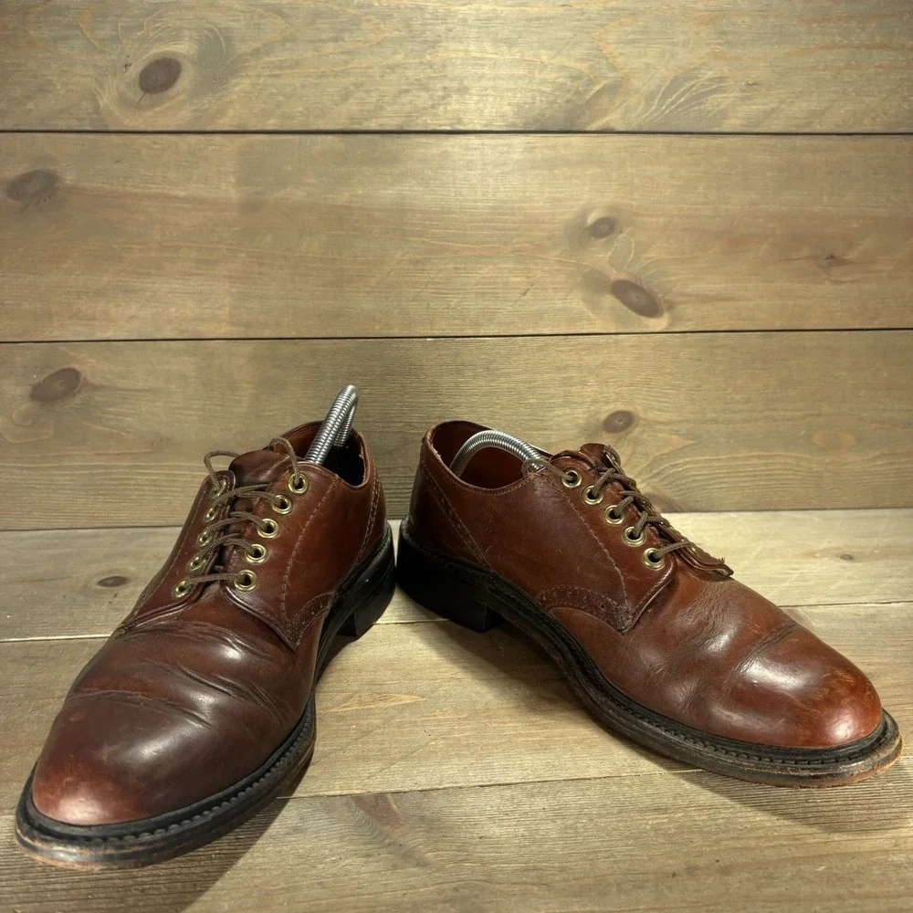 vintage ll bean mens size 8.5 shoes brown leather comfort work oxfords